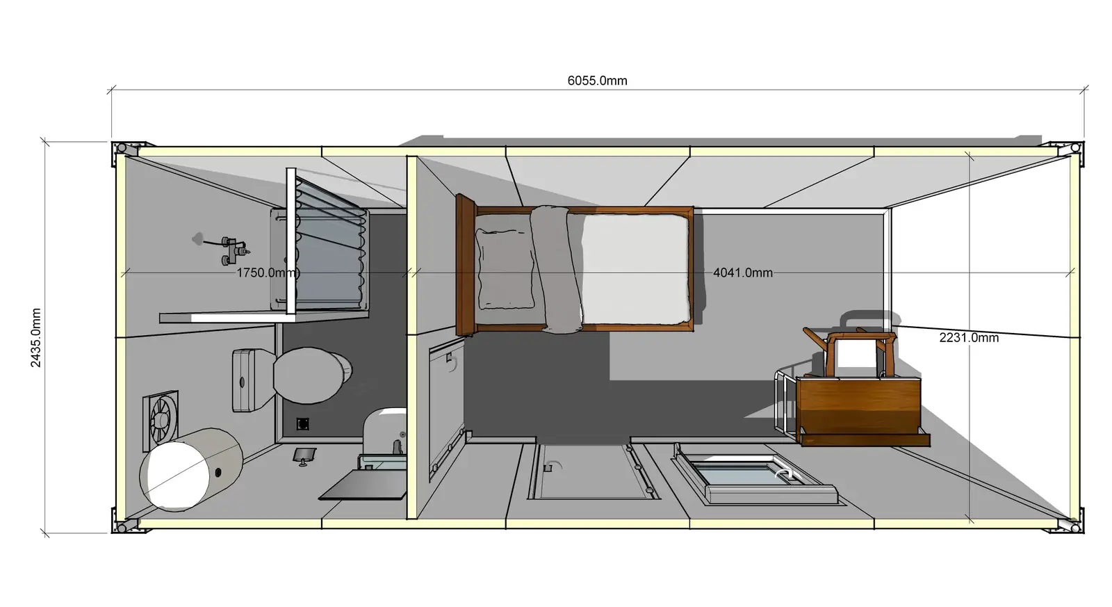 Abitativo con Servizi 6 metri